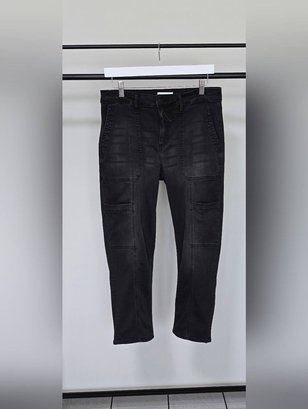 Studio Blue Black Slim Straight Utility Jeans
